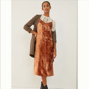 NWT Anthropologie “Lucie” Velvet Embroidered Slip Dress